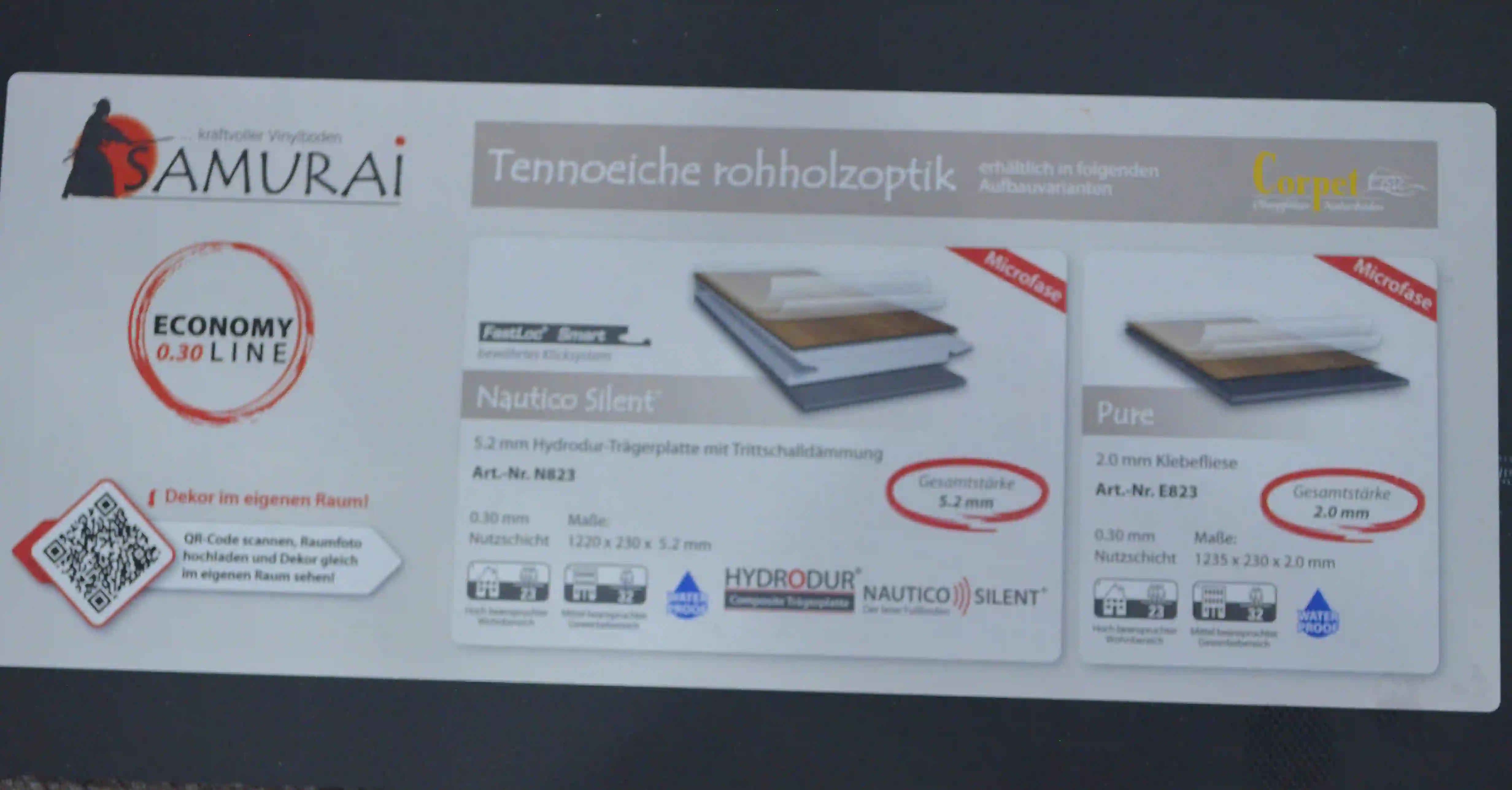 Tennoeiche Rohholzoptik Technische Daten